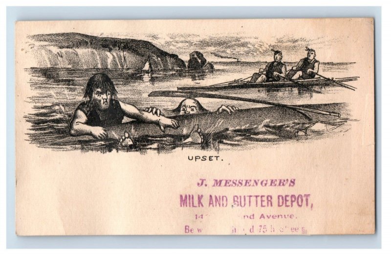 1880s J. Messenger's Milk & Butter Depot Comical Boating Scenes Lot Of 4 F162