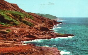 Vintage Postcard Shoreline Drive Oahu Dark Lava Cascades Blue Pacific Hawaii HI