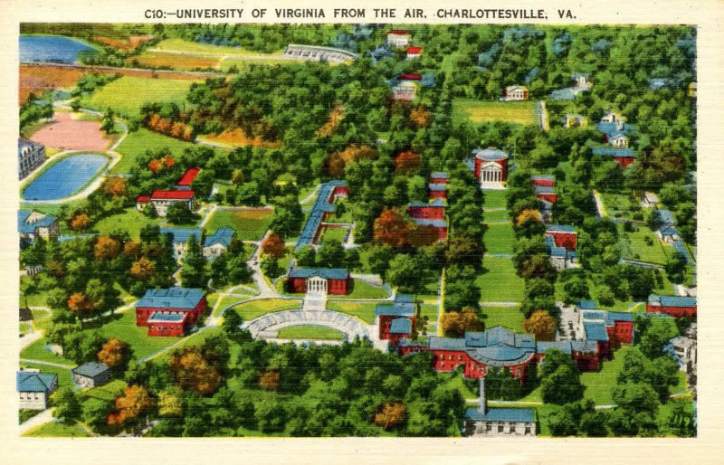 VA - Charlottesville. University of Virginia, Aerial View