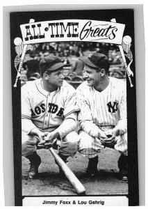 1975 Lou Gehrig Jimmy Foxx All Time Tcma Greats Postcard b & w Hof Vg-Ex 