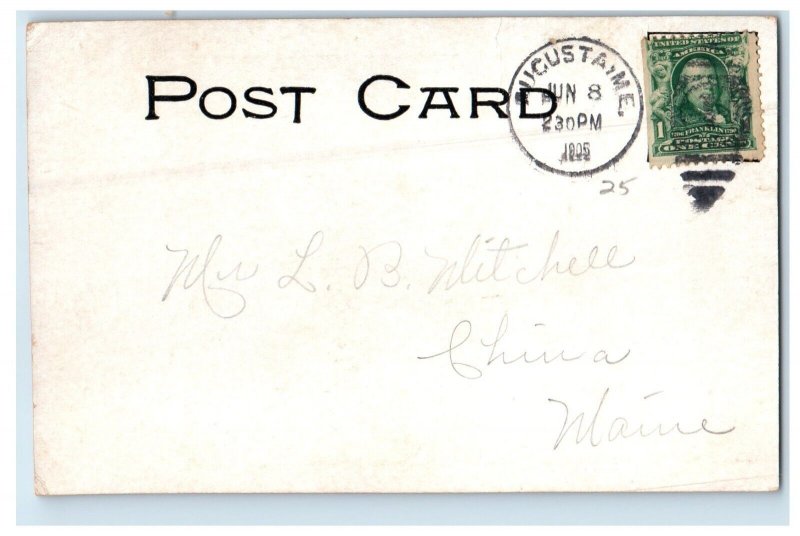 1905 Street View Of Post Office Building Augusta Maine ME Posted Postcard 