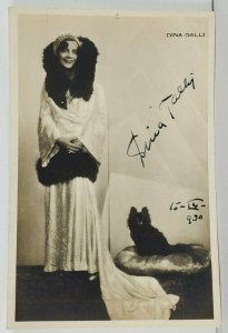 Rppc1920s Actress The Beautiful Dina Galli and Her Dog Real Photo Postcard Q3