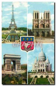 Old Postcard Paris Eiffel Tower Arc de Triomphe Notre Dame Sacre Coeur