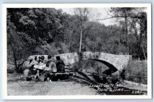 Boone Iowa IA Postcard RPPC Photo Ledges State Park Bridge c1930's Vintage