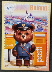 [AG] P304 Finland Postman & Postbox Mailbox National Brown Bear (postcard) *New