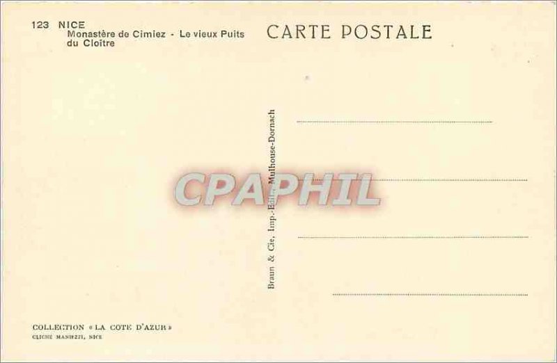 Postcard Old Nice Cimiez Monastery Old Wells du Cloitre