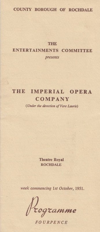 The Barber Of Seville Rossini 1951 Rochdale Manchester Opera Theatre Programme