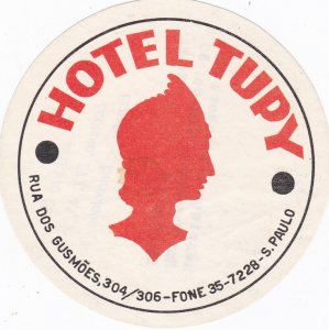 Brasil Sao Paulo Hotel Tupy Vintage Luggage Label sk2856