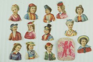 1880-90's Small Victorian Die Cut Kids Cute Lot of 14 Z16