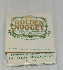 Golden Nugget Gambling Hall Las Vegas Nevada White 20 Strike Matchbook
