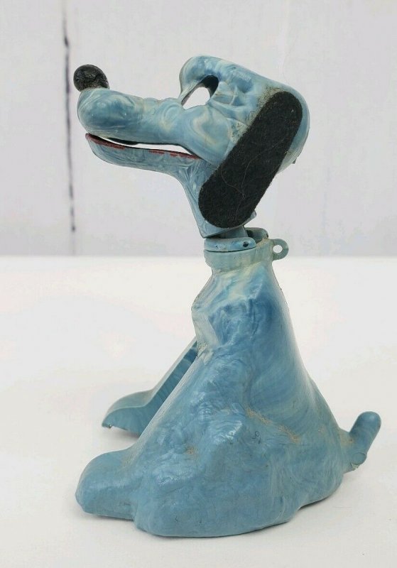 Vintage Blue Marble Plastic Toy Dog Bobble Nodder Head & Mouth Move JVZ Company