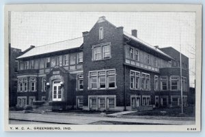 Greensburg Indiana IN Postcard Y.M.C.A. Building Exterior Roadside c1920 Antique