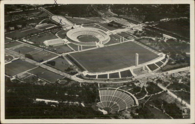 1936 Berlin Nazi Germany Olympics Birdseye View Real Photo Postcard