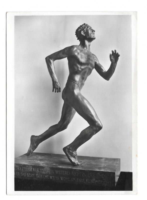 Der Laufer The Runner Josef Humplik Nude Sculpture Karl Kuhne RPPC Postcard 4X6