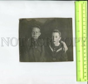 467304 USSR 1950-years two boys in skullcaps and a sailor suit photo