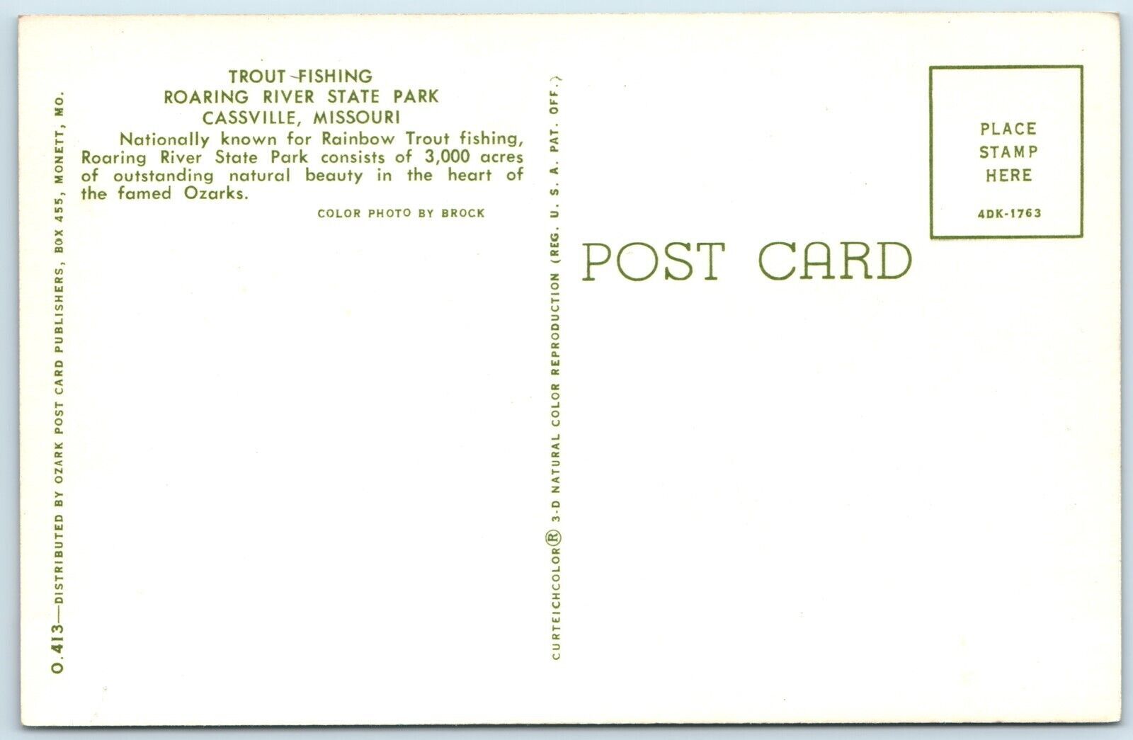 1964 Cassville, MO Trout Fishing Roaring River State Park Ozarks