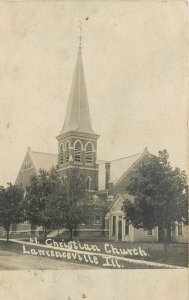 Postcard RPPC 1907 Illinois Lawrenceville Christian Church Religious IL24-2712