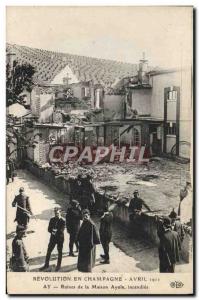 Old Postcard Revolution in Champagne April 1911 Ay Ruins of the house burned ...