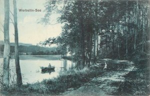 Germany sail & navigation themed postcard Werbellin See rowboat forest
