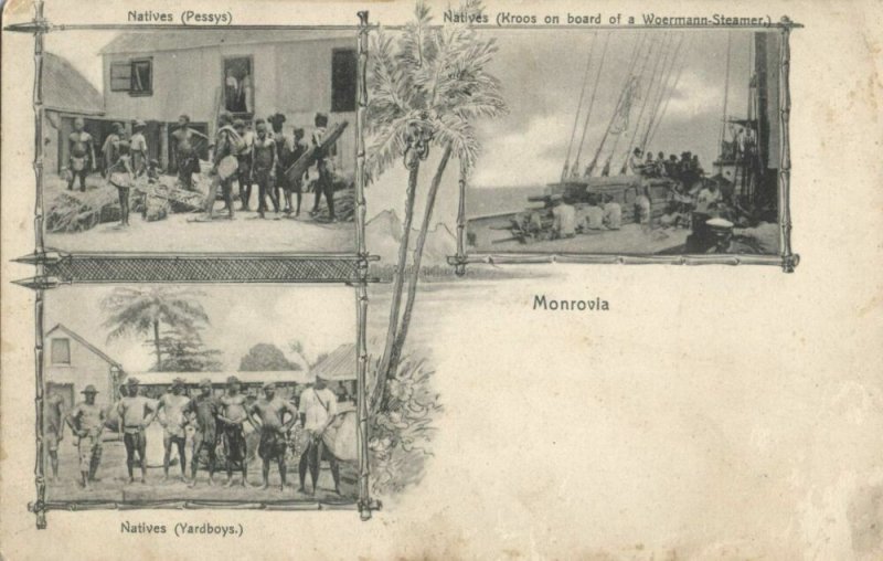 liberia, MONROVIA, Native Pessys, Yardboys, Kroos on Board Woermann Steamer 1905