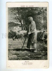 246141 Young Shepherd w/ Sheeps by MILLET Vintage Postcard