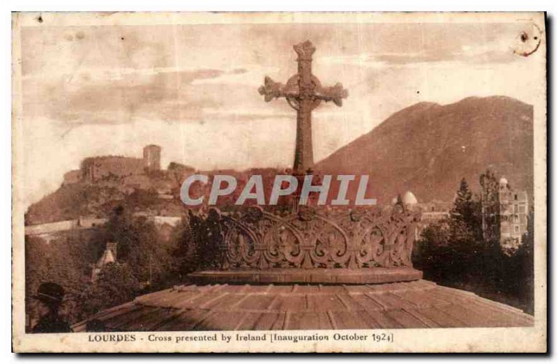 Old Postcard Lourdes Cross Presented by Ireland Opening October 1924