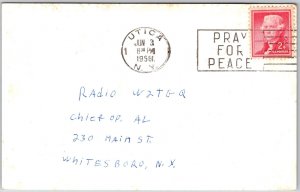 1958 QSL Radio Card Code KN2SQC Utica New York Amateur Station Posted Postcard 