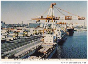 Canada Brightly Colored Gantries Halifax International Container Terminal Nov...