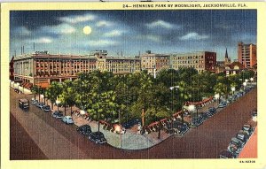Hemming Park By Moonlight Jacksonville FL Vintage Postcard Standard View Card 