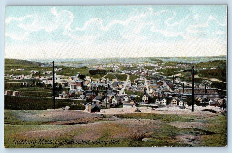 Fitchburg Massachusetts Postcard Cleghorn District Looking West Buildings 1907