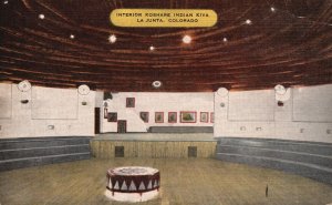 Vintage Postcard Interior Koshare Indian Kiva La Junta Colorado Elmer C. Kropp