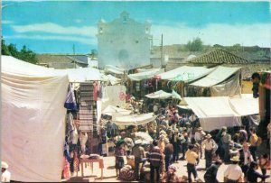 VINTAGE CONTINENTAL SIZE POSTCARD MARKETPLACE CROWD IN GUATEMALA