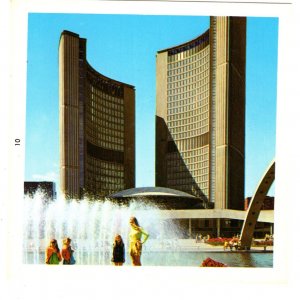 City Hall, Small 3 X 3 inch Plastichrome Card, Toronto, Ontario, 1970's