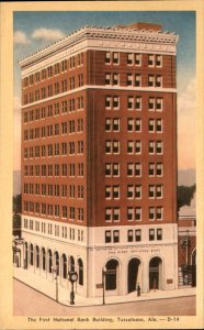 Tuscaloosa Alabama First National Bank Building c1930-50s Vintage Postcard