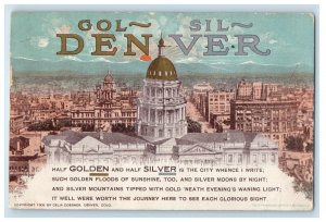 1909 Bird's Eye View Of Golden Silver Denver Colorado CO Posted Antique Postcard