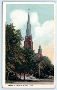 SIDNEY, Ohio OH ~ CATHOLIC CHURCH Shelby County 1929 Postcard