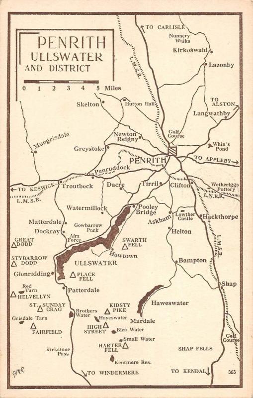 BR74743 penrith ullswater and district map cartes geographiques  uk