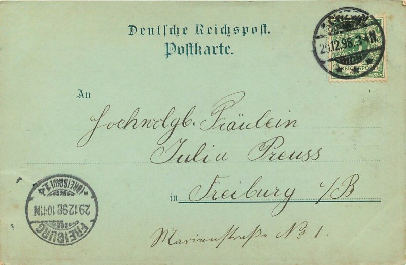 Vintage Postcard Gruss aus Achern Germany Split view Posted 1898 Baden-Württembe