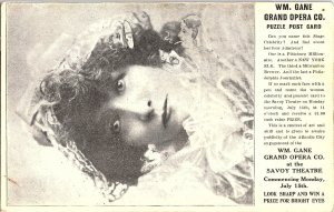 Wm Gane Grand Opera Co SavoyTheatre Advertising Puzzle Postcard Atlantic City NJ