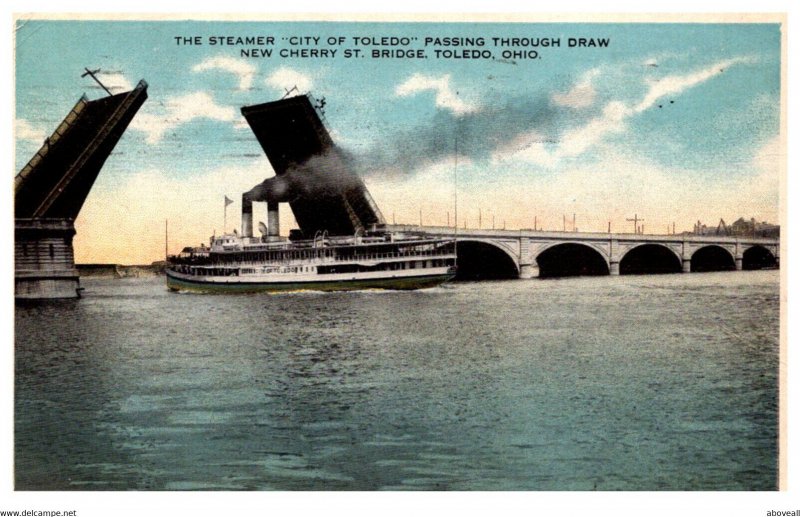 Steamer City of Toledo , Cherry street Draw bridge