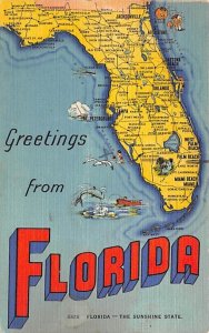 Greetings from Florida USA Map 1947 