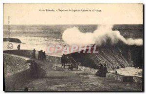 Old Postcard Biarritz Wave on the Dike of the Rock of the Virgin