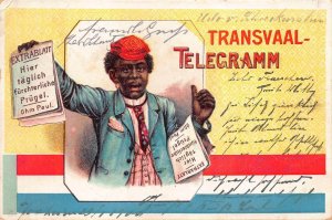 BOER WAR SOUTH AFRICA TRANSVAAL TELEGRAM ETHNIC NEWSPAPER POSTCARD 1900