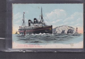 UNITED STATES,  USMSS St. PAUL  PASSING THE NEEDLES, AMERICAN LINE, 1914 ppc.