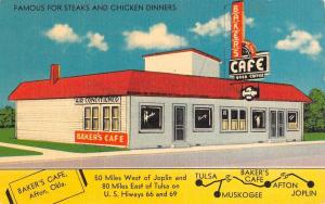 Afton Oklahoma Bakers Cafe Street View Antique Postcard K85625
