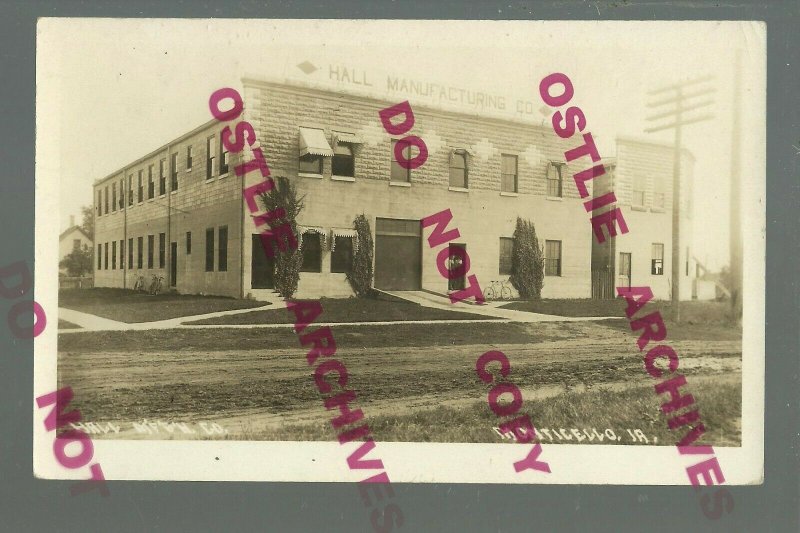 Monticello IOWA RPPC 1915 FACTORY HALL MFG nr Anamosa Cascade Wyoming Hopkinton