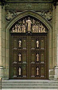 Vintage postcard of St. Patrick's Cathedral's Bronze Doors