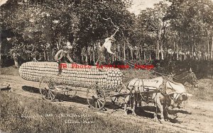 Exaggeration, RPPC, WH Martin, Farmer Taking Corn to Market, Ottawa KS Photo