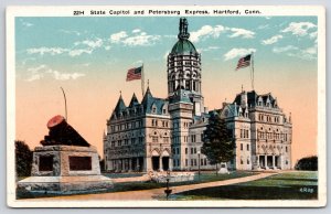 State Capitol And Petersburg Express Hartford Connecticut CT Historical Postcard
