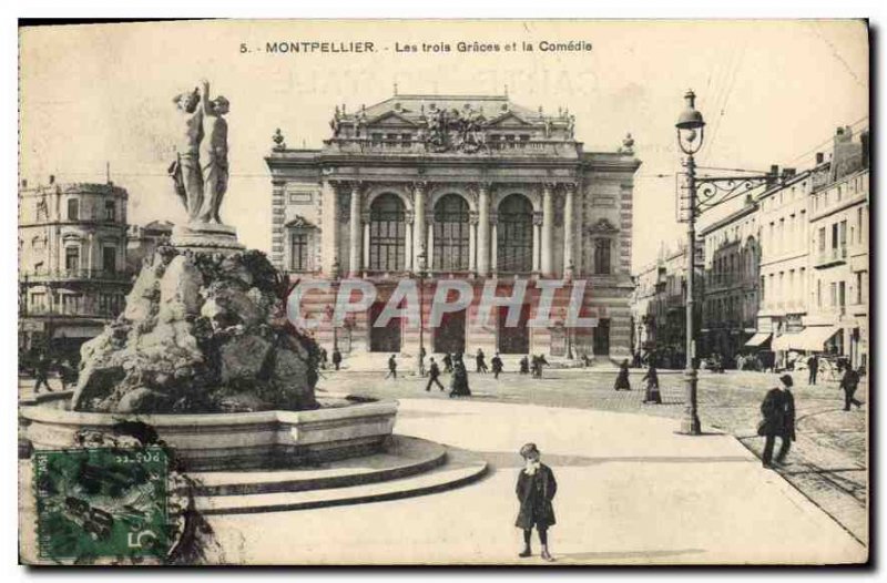 Old Postcard Montpellier Three Graces and Comedy